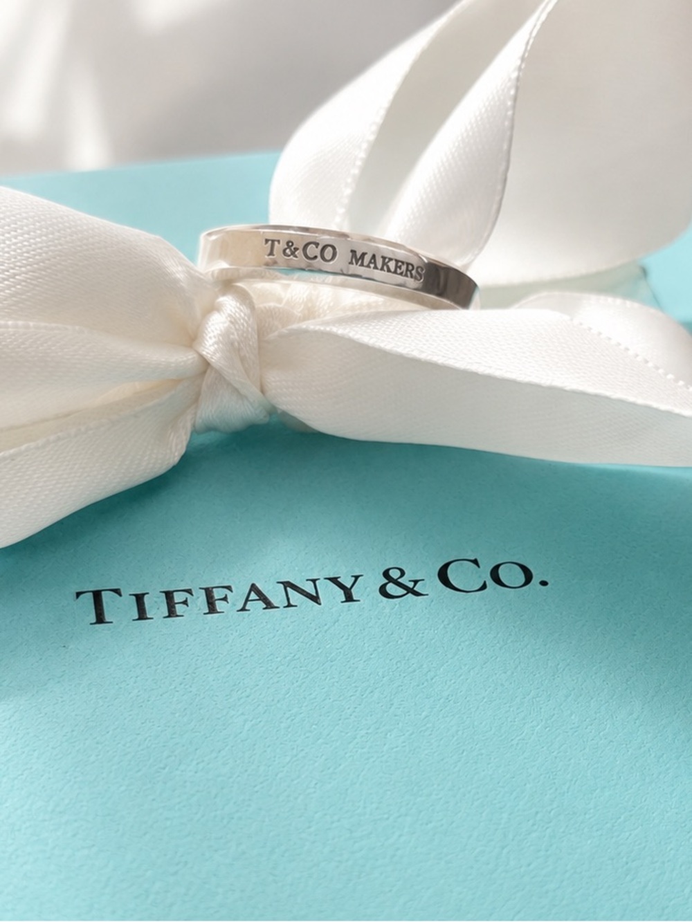Tiffany & Co. Sterling Silver 1837 Makers Slice Narrow Band Ring Size 9